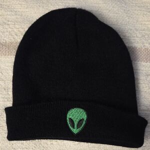 FREE With ANY Purchase Black Beanie with Green Alien Logo